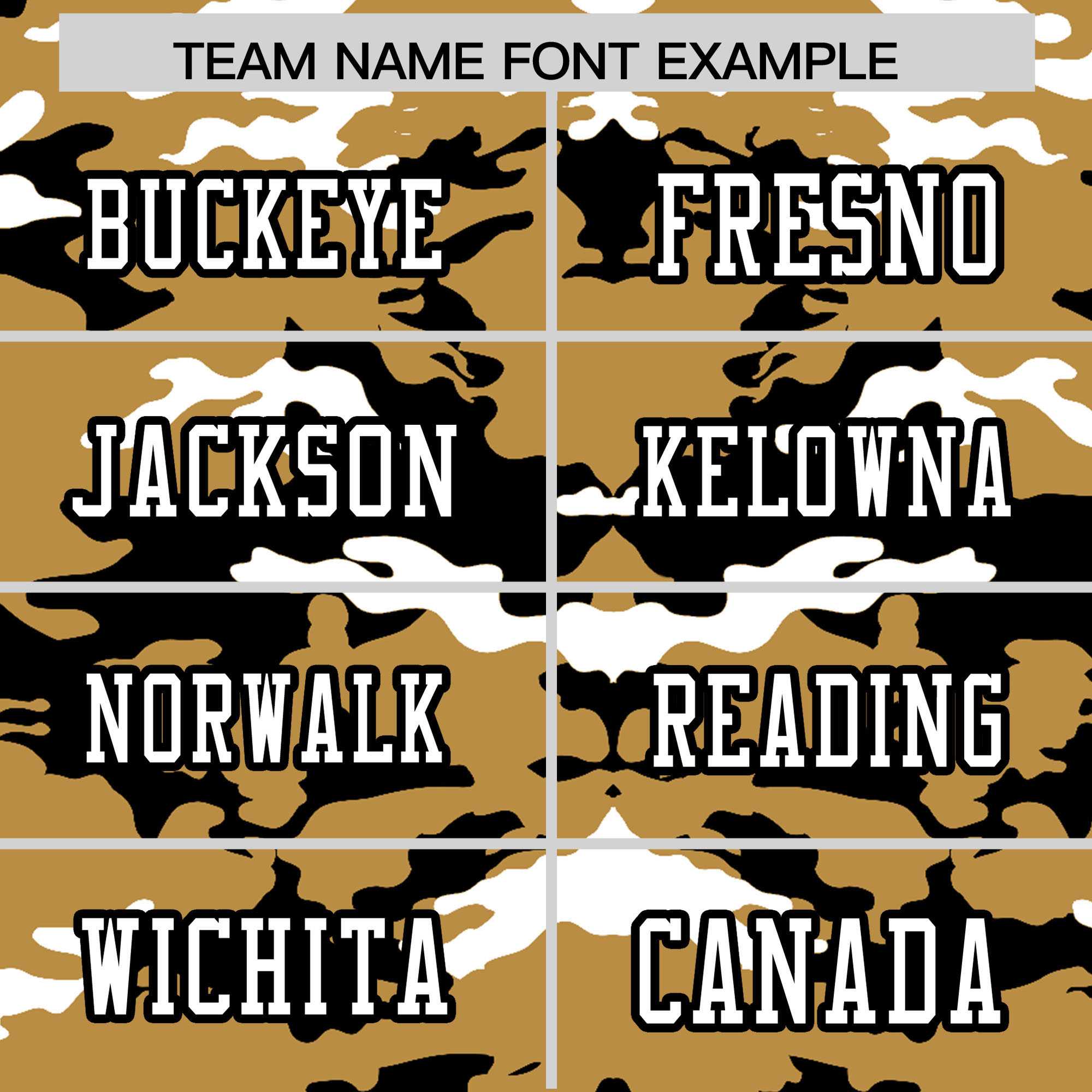 Custom Old Gold Black-White Personalized Camo Authentic Football Jersey