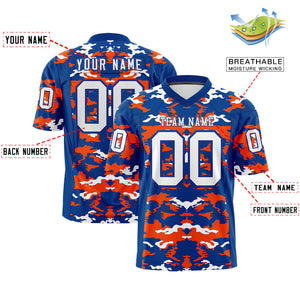 Custom Royal Orange-White Personalized Camo Authentic Football Jersey