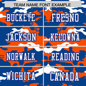 Custom Royal Orange-White Personalized Camo Authentic Football Jersey