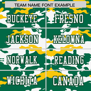 Custom Kelly Green Gold-White Personalized Camo Authentic Football Jersey