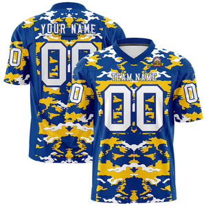 Custom Royal Gold-White Personalized Camo Authentic Football Jersey