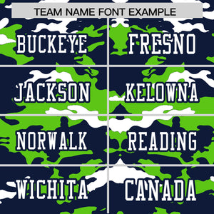 Custom Navy Neon Green-White Personalized Camo Authentic Football Jersey