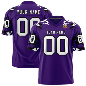 Custom Purple White-Black Personalized Camo Authentic Football Jersey