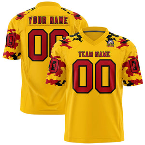 Custom Gold Red-Black Personalized Camo Authentic Football Jersey