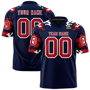 Custom Navy Red-White Personalized Camo Authentic Football Jersey