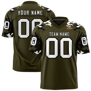 Custom Olive White-Black Personalized Camo Authentic Football Jersey