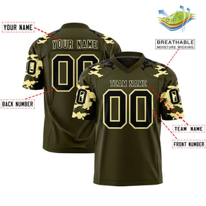 Custom Olive Black-Khaki Personalized Camo Authentic Football Jersey