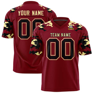 Custom Crimson Khaki Personalized Camo Authentic Football Jersey