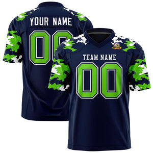 Custom Navy White Personalized Camo Authentic Football Jersey