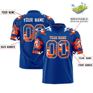 Custom Royal White Personalized Camo Authentic Football Jersey