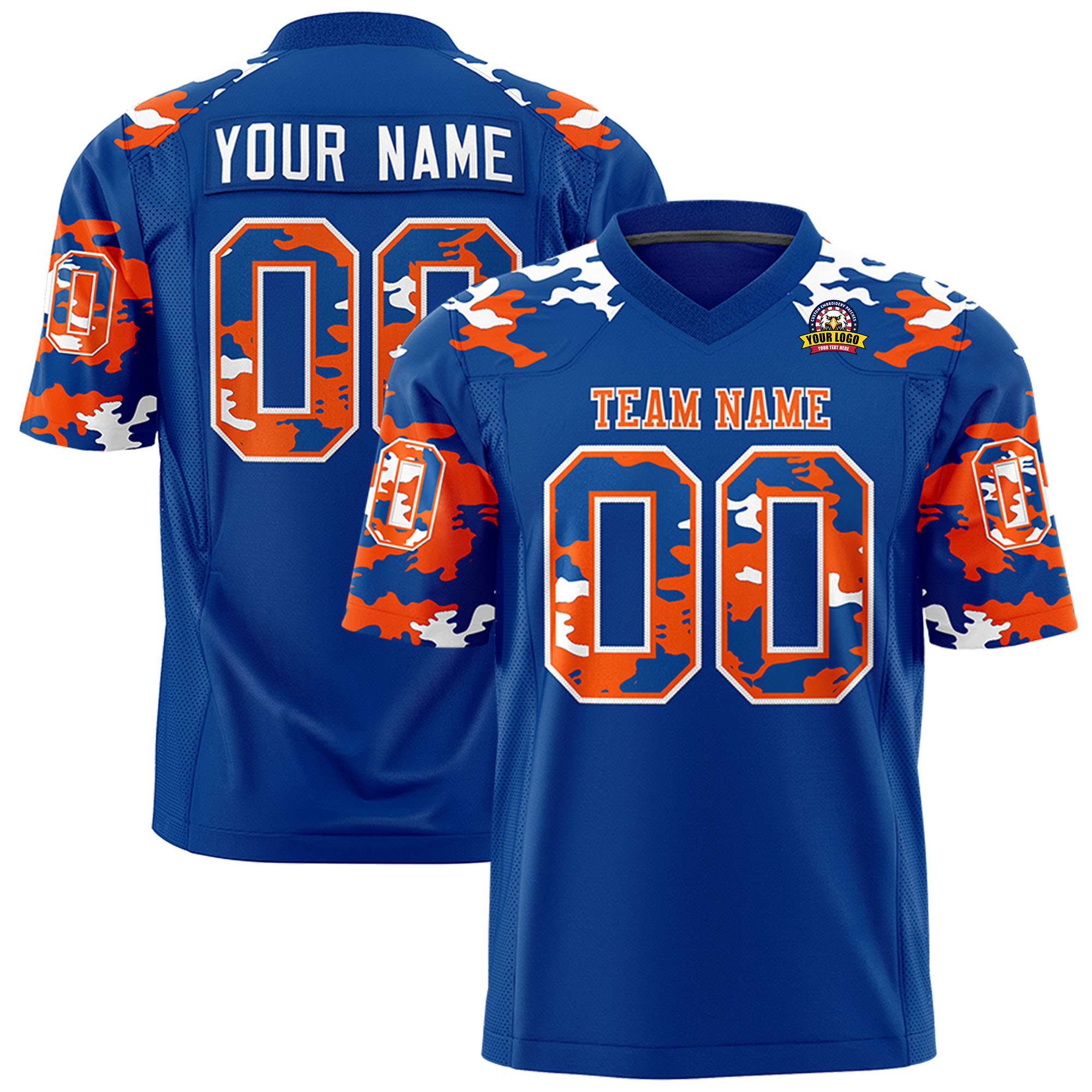 Custom Royal White Personalized Camo Authentic Football Jersey