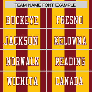 Custom Crimson Gold Personalized Thick Stripe Design Authentic Football Jersey