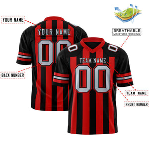 Custom Black Red Personalized Thick Stripe Design Authentic Football Jersey