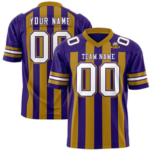 Custom Purple Old Gold Personalized Thick Stripe Design Authentic Football Jersey