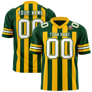 Custom Green Gold Personalized Thick Stripe Design Authentic Football Jersey