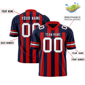 Custom Navy Red Personalized Thick Stripe Design Authentic Football Jersey