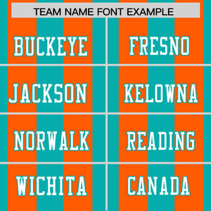 Custom Aqua Orange Personalized Thick Stripe Design Authentic Football Jersey