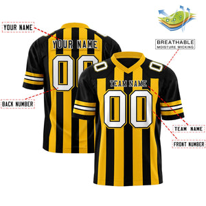 Custom Black Yellow Personalized Thick Stripe Design Authentic Football Jersey