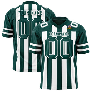 Custom Midnight Green White Personalized Thick Stripe Design Authentic Football Jersey