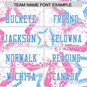 Custom White Pink-Powder Blue Personalized Star Pattern Design Authentic Football Jersey