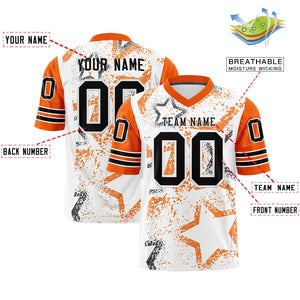 Custom White Orange-Black Personalized Star Pattern Design Authentic Football Jersey