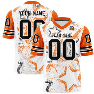 Custom White Orange-Black Personalized Star Pattern Design Authentic Football Jersey