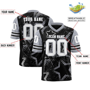 Custom Black Gray-White Personalized Star Pattern Design Authentic Football Jersey