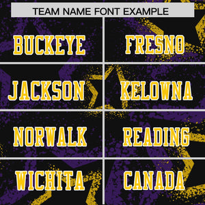 Custom Black Purple-Gold Personalized Star Pattern Design Authentic Football Jersey