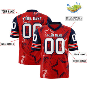 Custom Red Royal-White Personalized Star Pattern Design Authentic Football Jersey