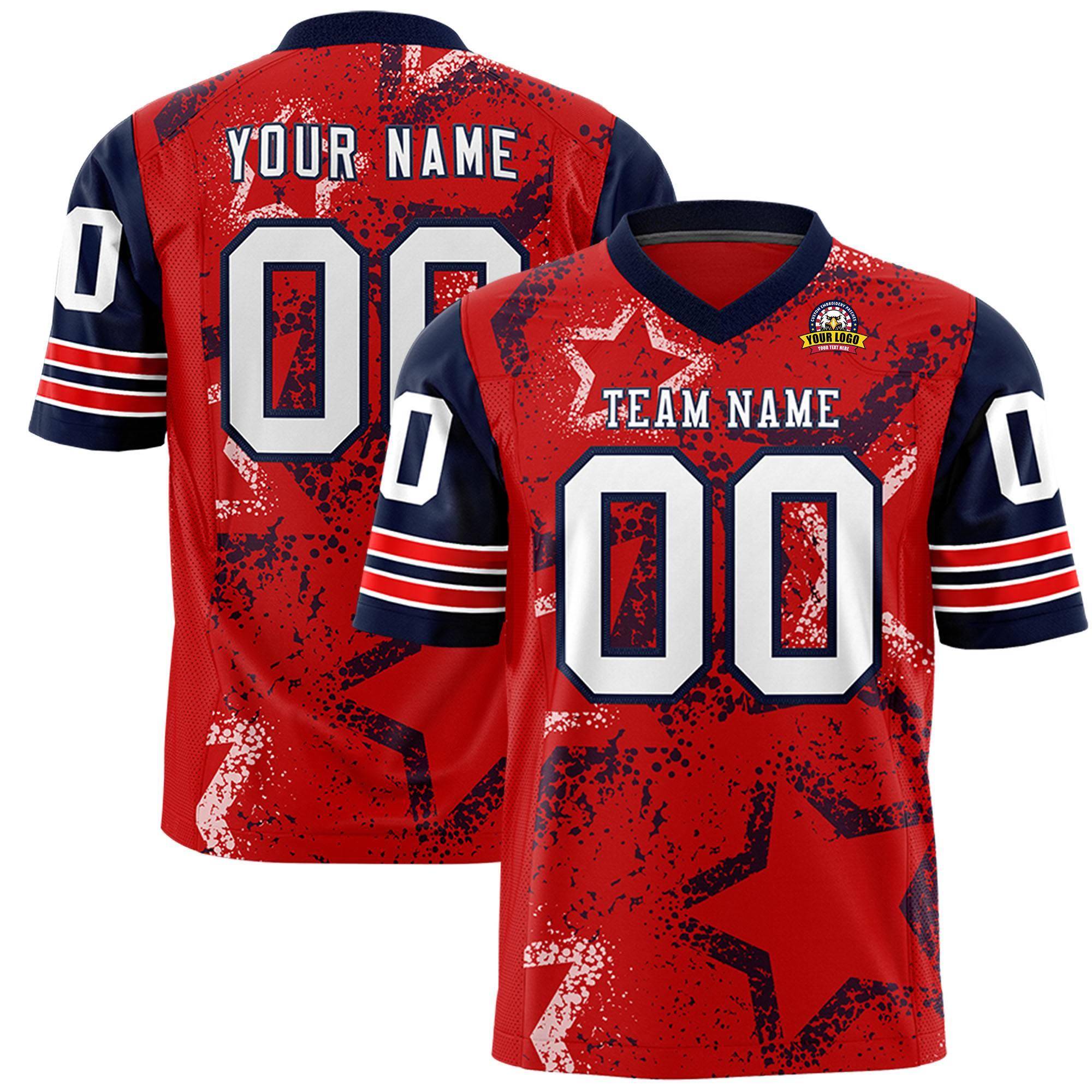 Custom Red Royal-White Personalized Star Pattern Design Authentic Football Jersey