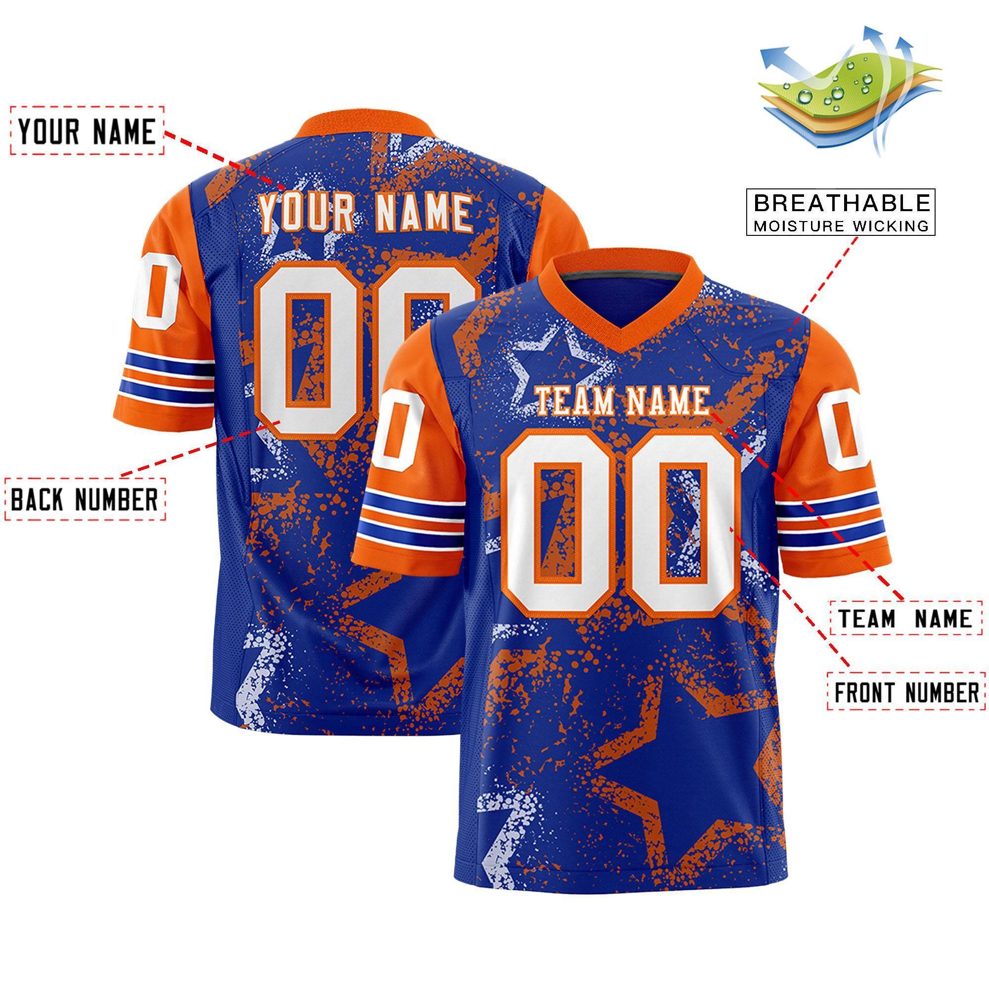 Custom Royal Gold-White Personalized Star Pattern Design Authentic Football Jersey