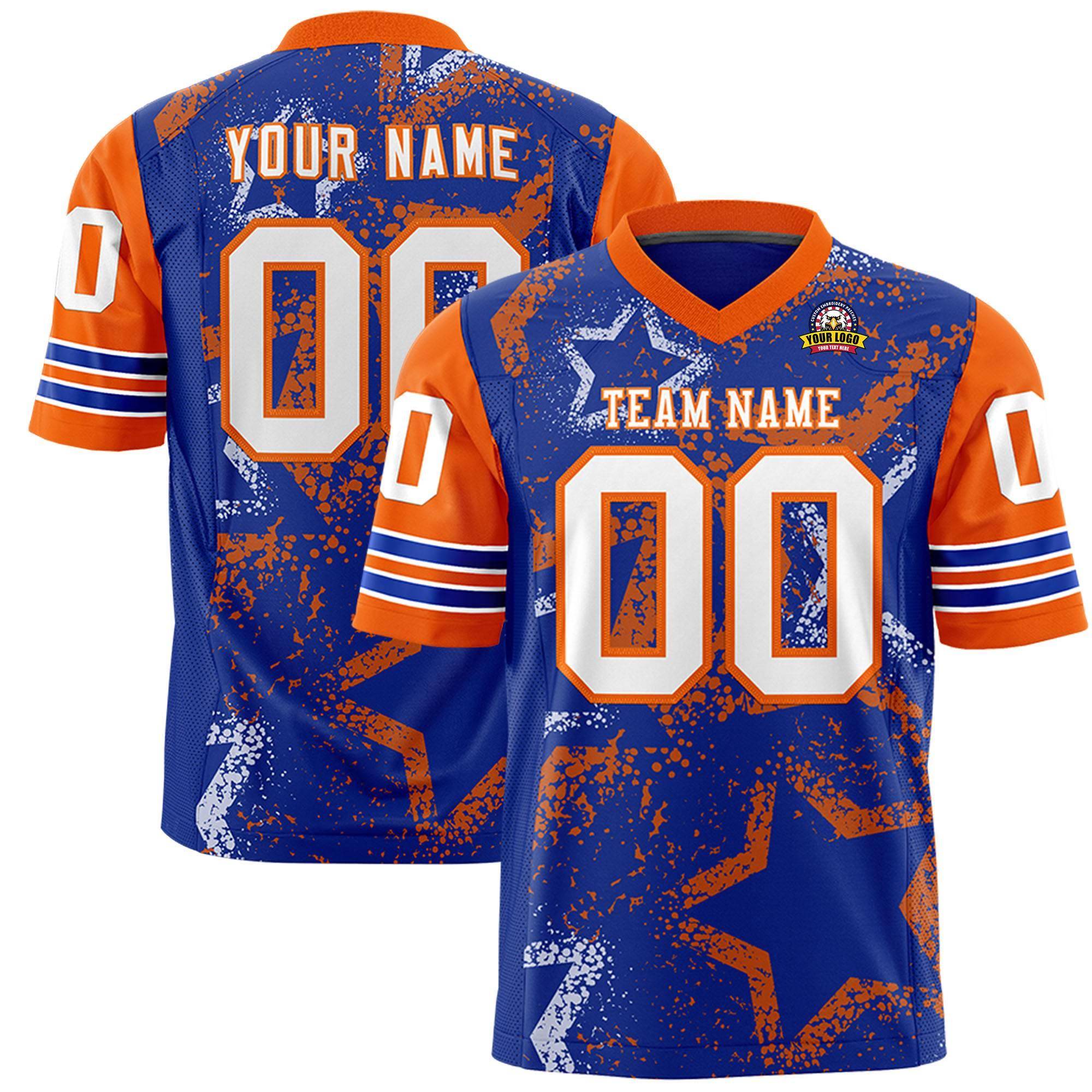 Custom Royal Gold-White Personalized Star Pattern Design Authentic Football Jersey