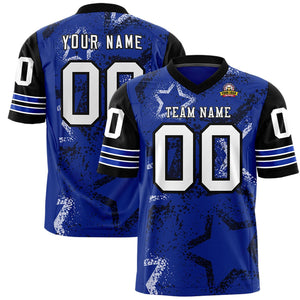 Custom Royal Pink-White Personalized Star Pattern Design Authentic Football Jersey