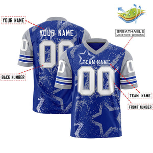 Custom Royal Black-White Personalized Star Pattern Design Authentic Football Jersey