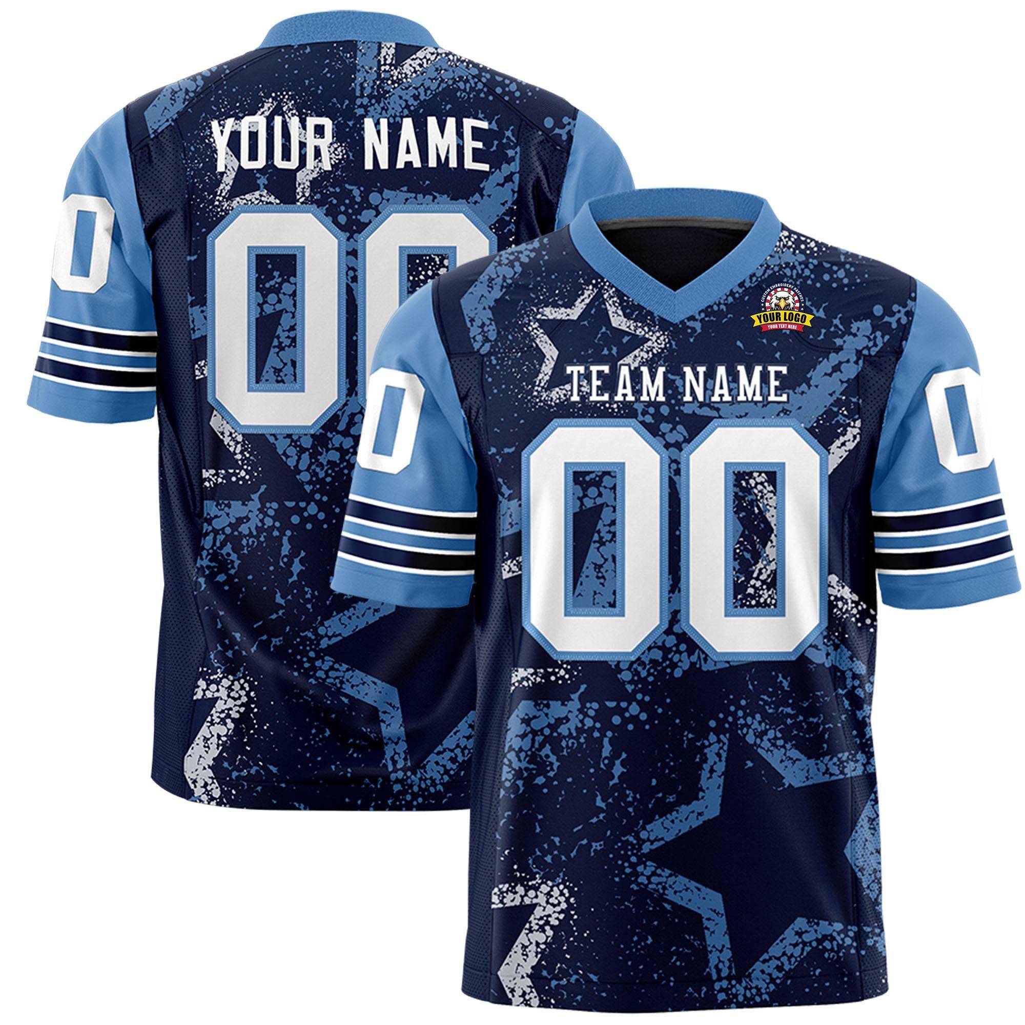 Custom Navy Pink-White Personalized Star Pattern Design Authentic Football Jersey