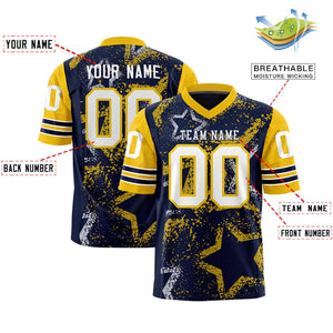 Custom Navy Light Blue-White Personalized Star Pattern Design Authentic Football Jersey