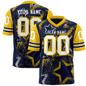 Custom Navy Light Blue-White Personalized Star Pattern Design Authentic Football Jersey