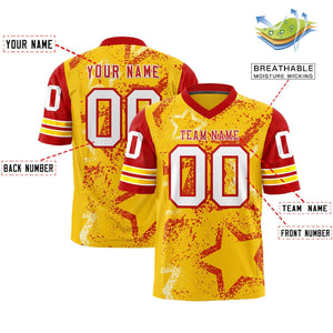 Custom Gold Royal-White Personalized Star Pattern Design Authentic Football Jersey