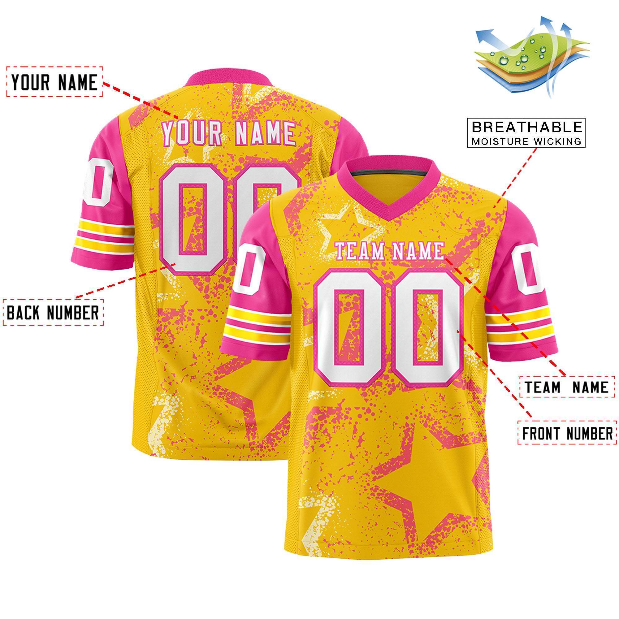 Custom Gold Orange-White Personalized Star Pattern Design Authentic Football Jersey