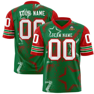 Custom Kelly Green Black-White Personalized Star Pattern Design Authentic Football Jersey