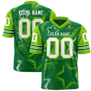 Custom Kelly Green Red-White Personalized Star Pattern Design Authentic Football Jersey