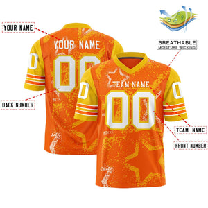 Custom Orange Kelly Green-White Personalized Star Pattern Design Authentic Football Jersey