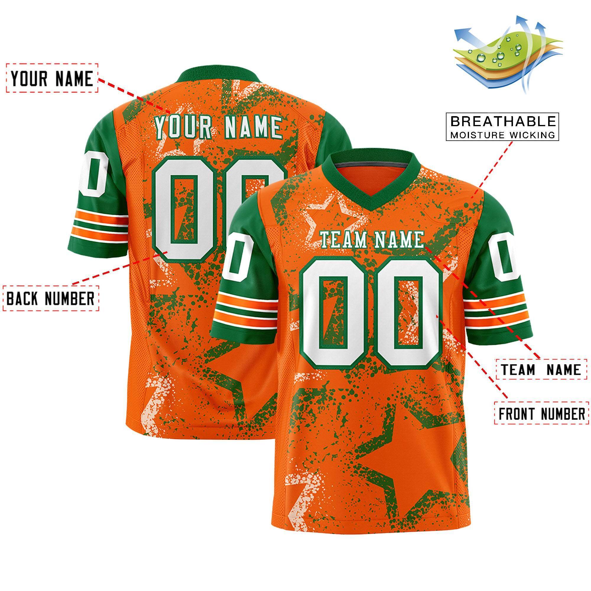 Custom Orange Gold-White Personalized Star Pattern Design Authentic Football Jersey