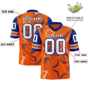 Custom Orange Kelly Green-White Personalized Star Pattern Design Authentic Football Jersey