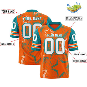 Custom Orange Royal-White Personalized Star Pattern Design Authentic Football Jersey