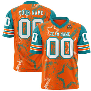 Custom Orange Royal-White Personalized Star Pattern Design Authentic Football Jersey