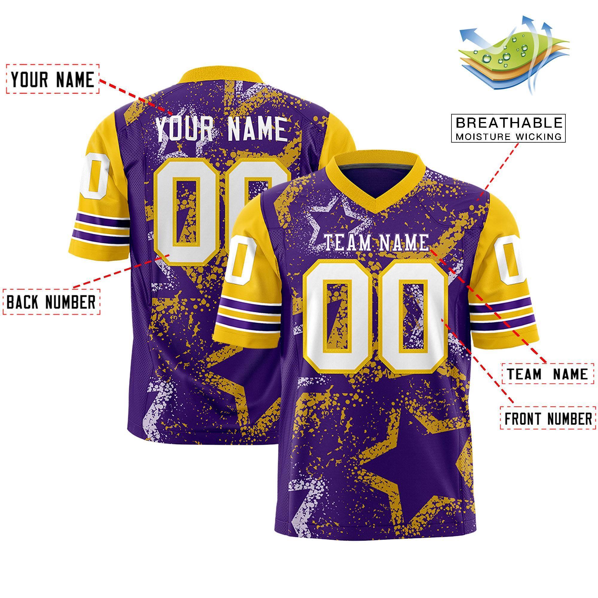 Custom Aqua Purple-White Personalized Star Pattern Design Authentic Football Jersey