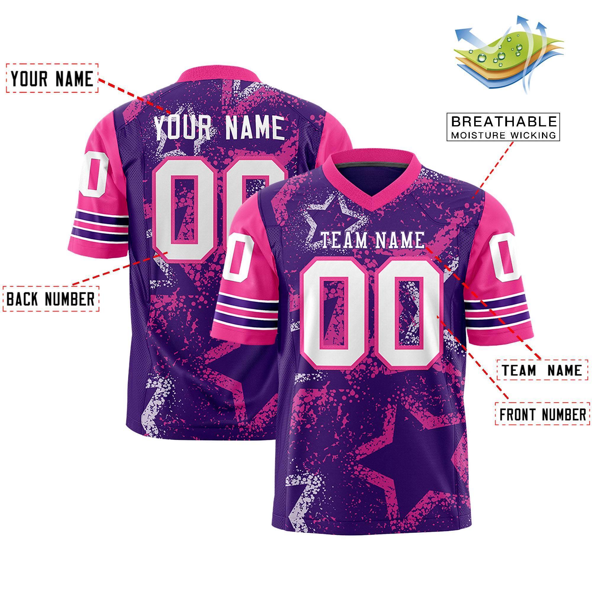 Custom Purple Gold-White Personalized Star Pattern Design Authentic Football Jersey