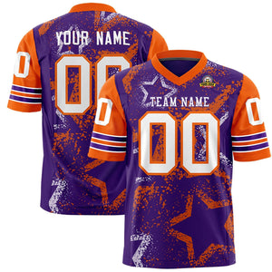 Custom Purple Pink-White Personalized Star Pattern Design Authentic Football Jersey