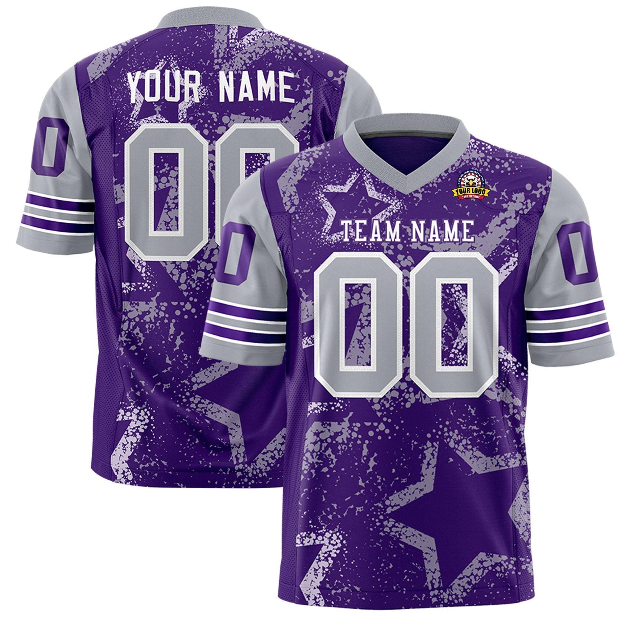 Custom Purple Orange-White Personalized Star Pattern Design Authentic Football Jersey